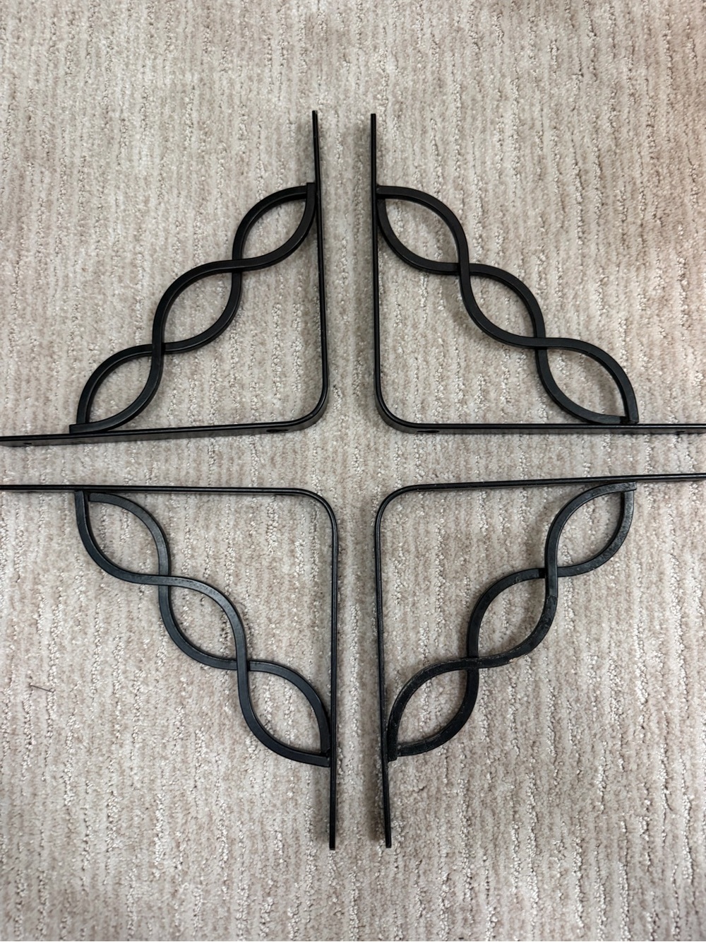 Black Decorative Metal Wall Shelf Brackets - Set of 4
